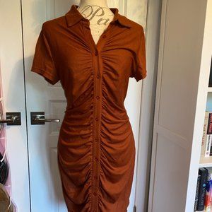 SHEIN Button Front Ruched Bodycon Dress